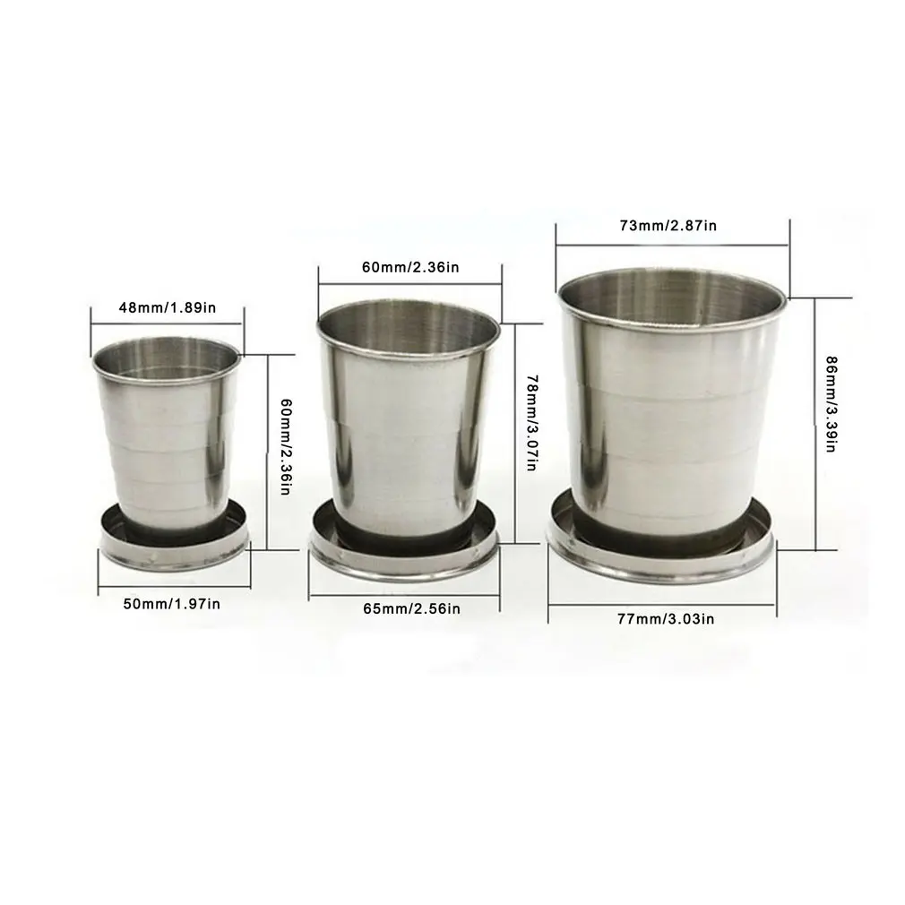 

75/140/240ml Stainless Steel Folding Telescopic Water Beer Drinkware Cup Outdoor Travel Camping Supplies