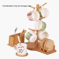 bamboo cup holder simple tree cup holder wooden mark finishing and storage home creative water cup hanging rack storage rack
