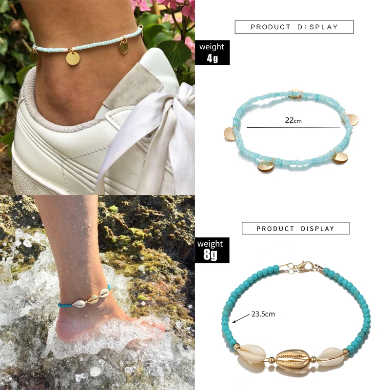 Tocona 11 Стиль Boho летние пляжные красочные бисерные браслеты для Для женщин панцирь черепахи кисточкой ножной браслет Cheville accesorios mujer