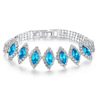 vintage charms korean style gold plated blue crystal bracelet for women bijoux femme chain buckle bracelet is easy to wear