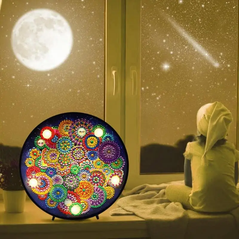 Круглый круглый DIY светодиодный полноразмерный бриллиантовый Ночной светильник