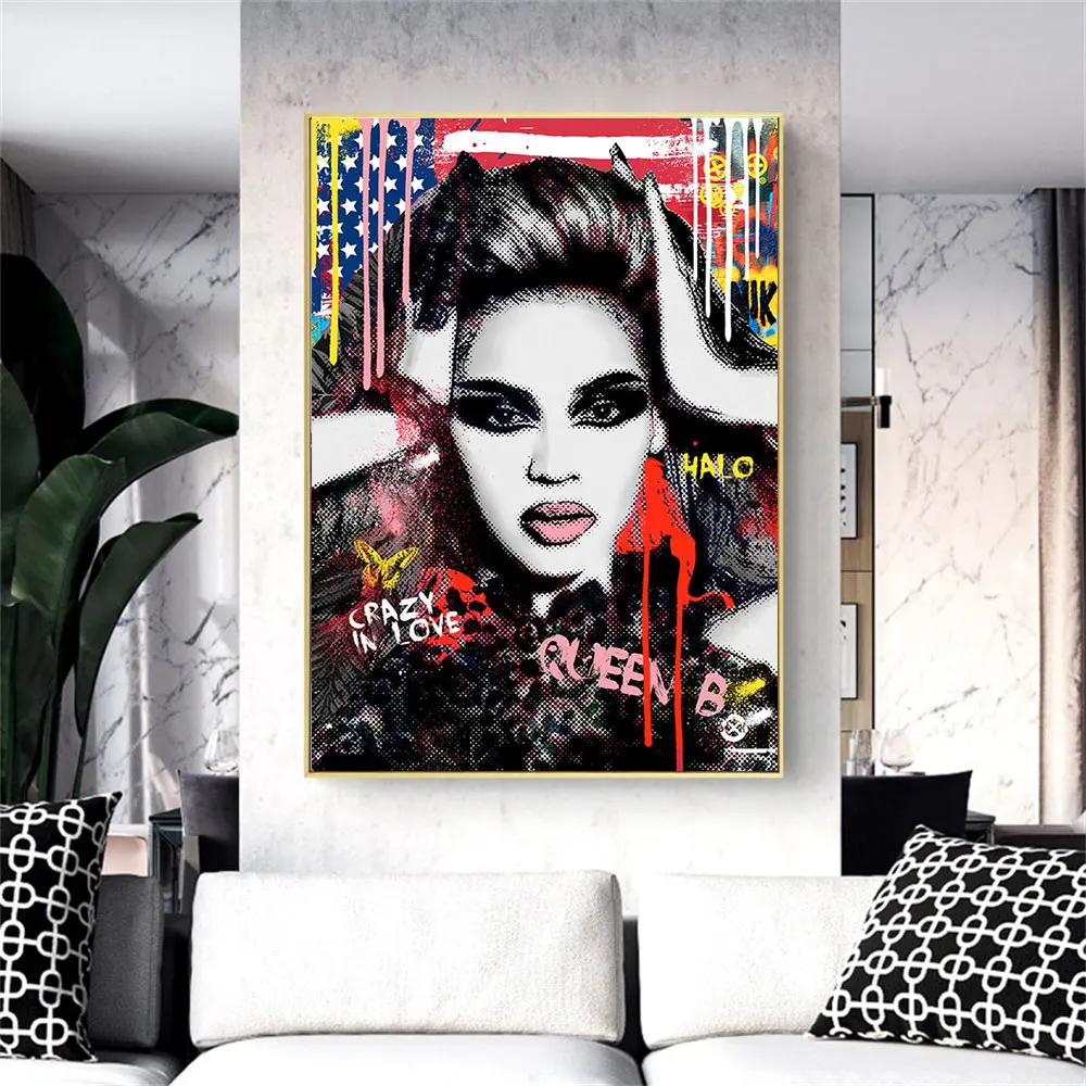

Crazy In Love Pop Graffiti Fashion Woman Queen Poster Wall Art Prints Canvas Painting Picture For Living Room Home Decoration