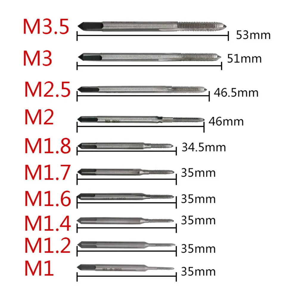 

10pcs Clock Mini Wire Tapping Combination M1-M3.5 High Speed Steel Titanium Plated Straight Slot Tapping