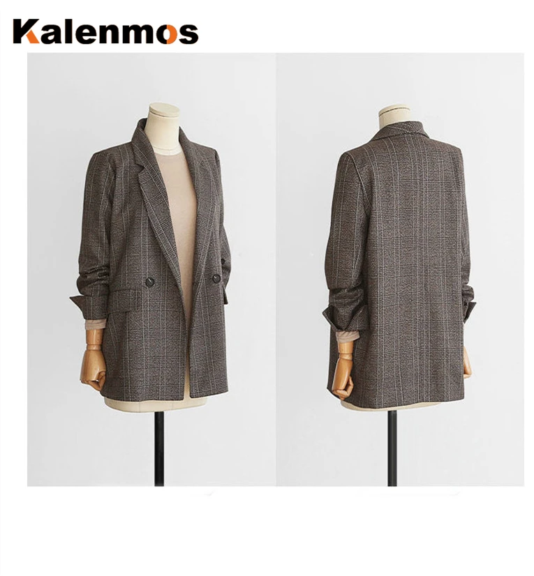 Большие размеры XL 5XL осенне зимнее пальто женское Теплое повседневное в клетку с