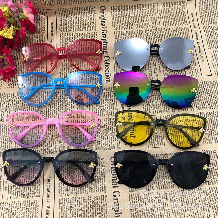 

Cute Little Bee Children Sunglasses 2020 Brand Kids Girls Boys Toddler Sun Glasses Yellow Pink Cat Eye Oculos De Sol Infantil