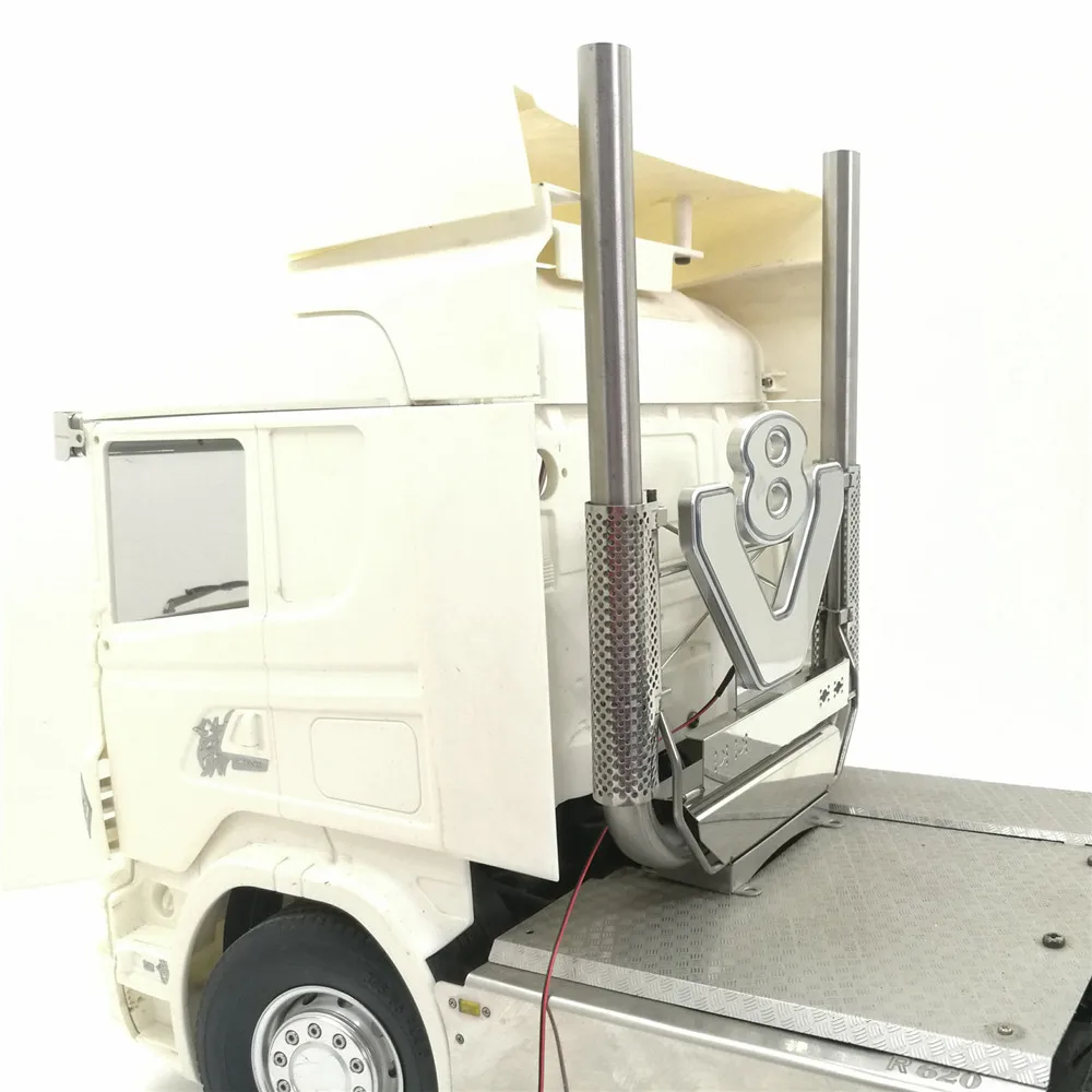 LED V8 LOGO Exhaust Chimney set for 1/14 TAMIYA Scania R620 R470 RC Tractor Parts | Игрушки и хобби