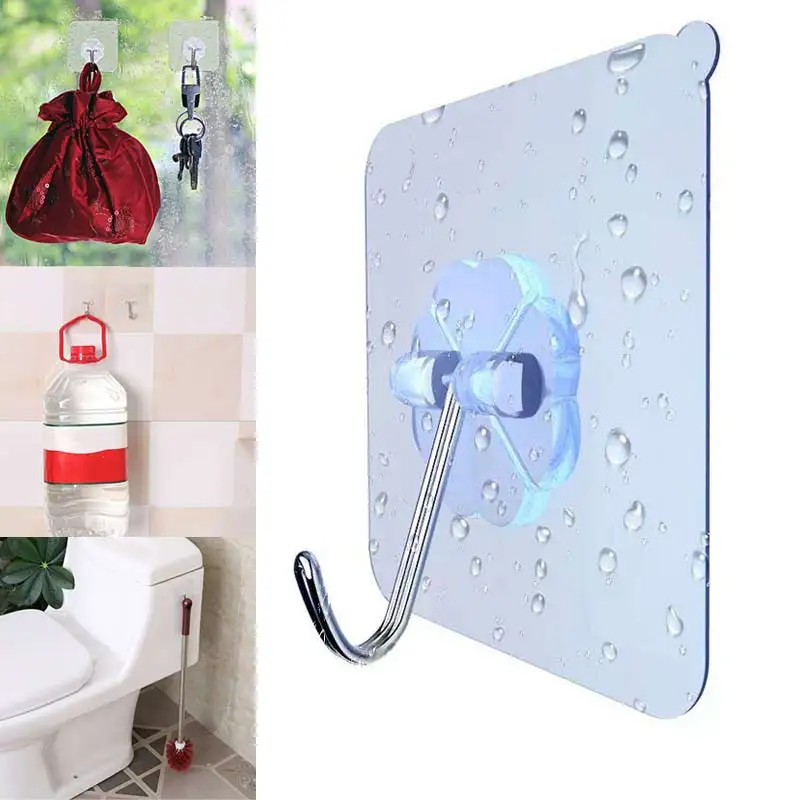

Hot Strong Adhesive Wall Hook Transparent Removable Hanger Hooks for Bathroom Kitchen DO2