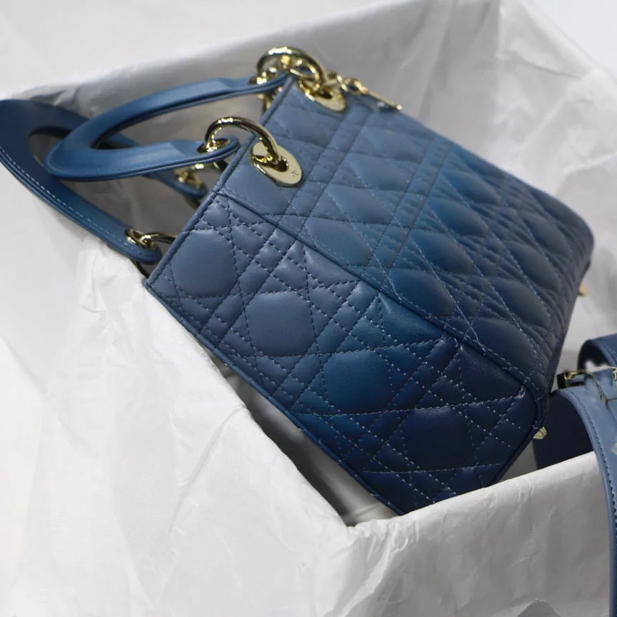 

2021 New Gradient Women's Leather Hand-Held Shoulder Bag With Unique Lattice Appearance And Two Handle Is Popular Overseas