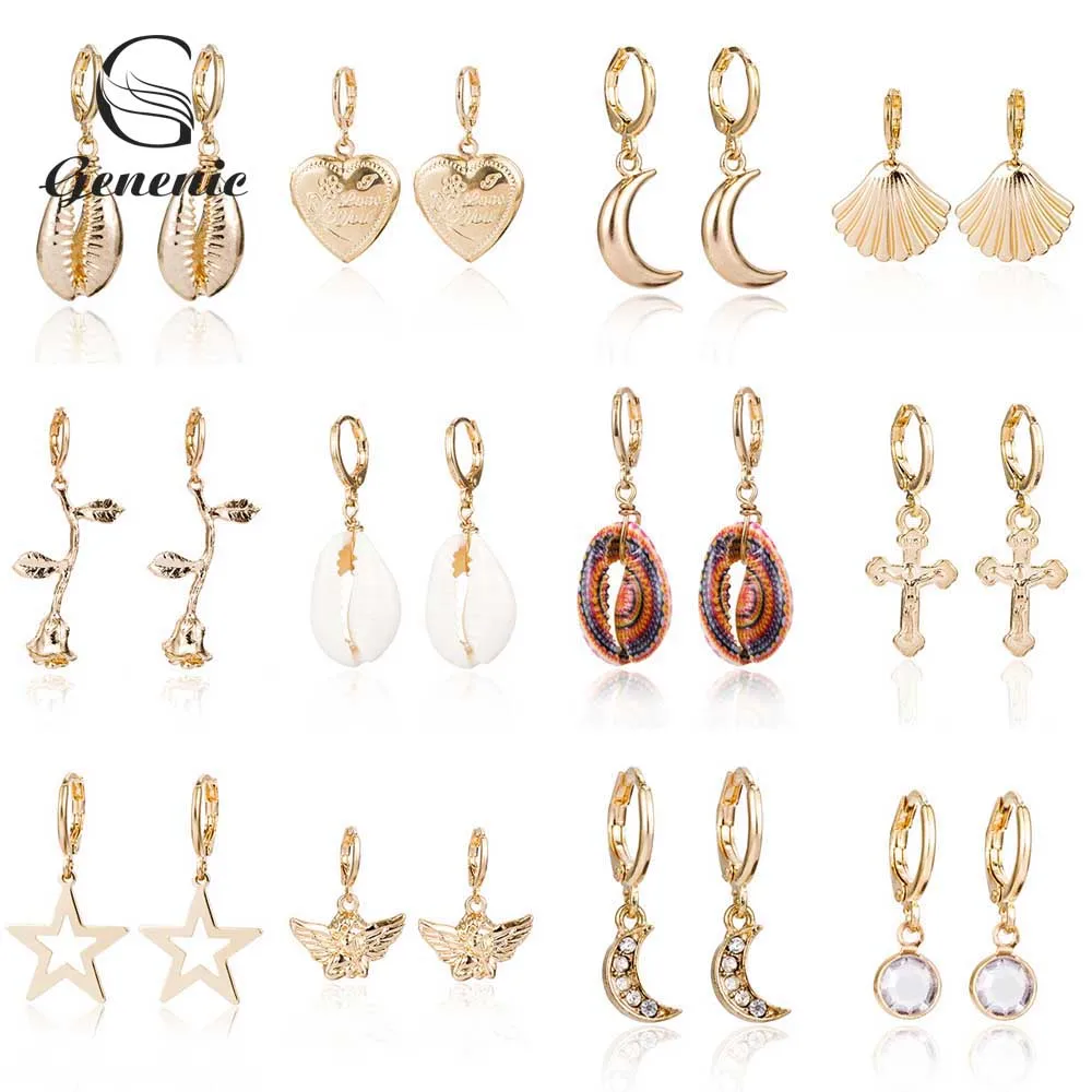 Сладкий натуральная основа Длинные висячие серьги в богемном стиле форме сердца