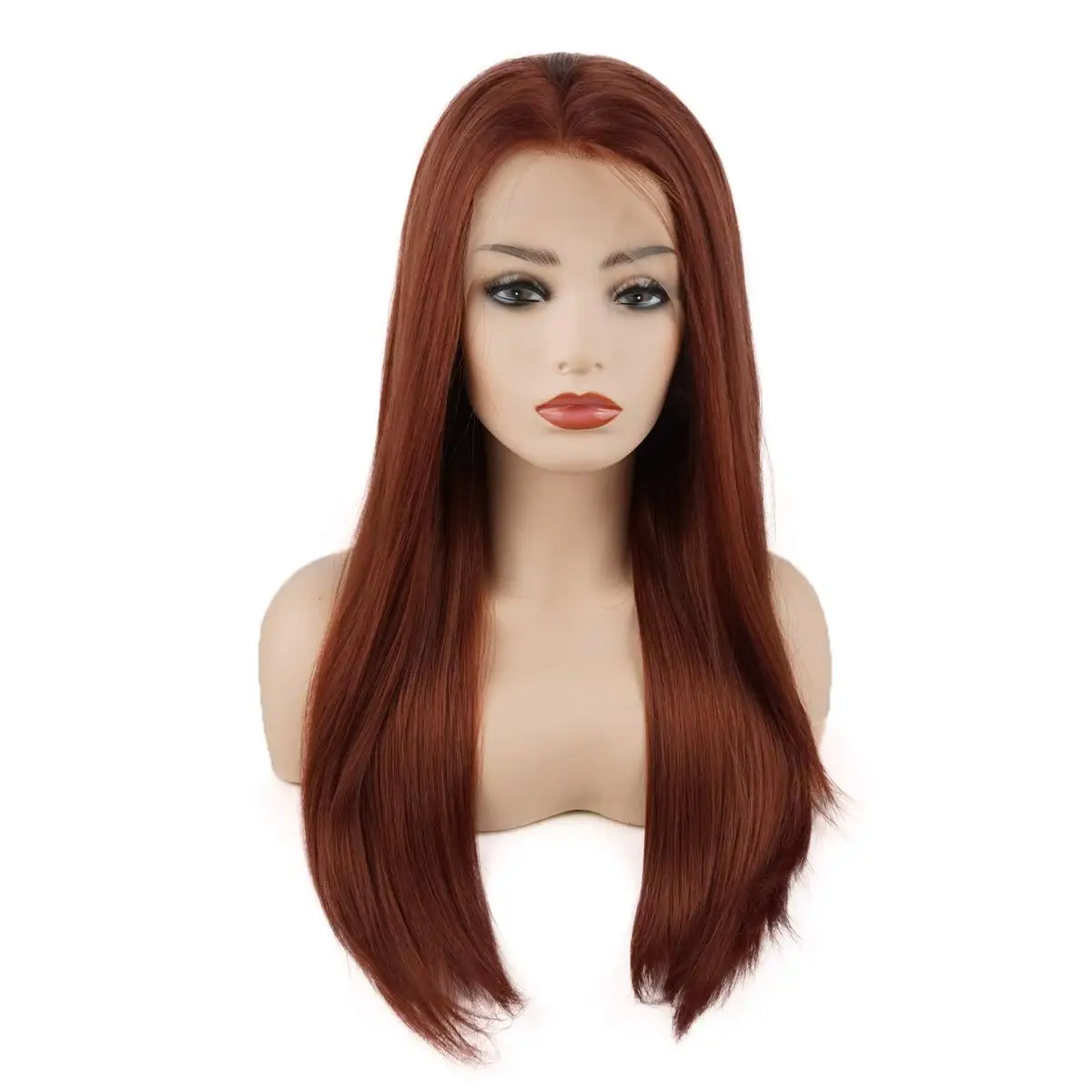 

Jeelion Hair Straight Long 24inch Burgundy Red Heavy Density Realistic Synthetic Lace Front Wigs