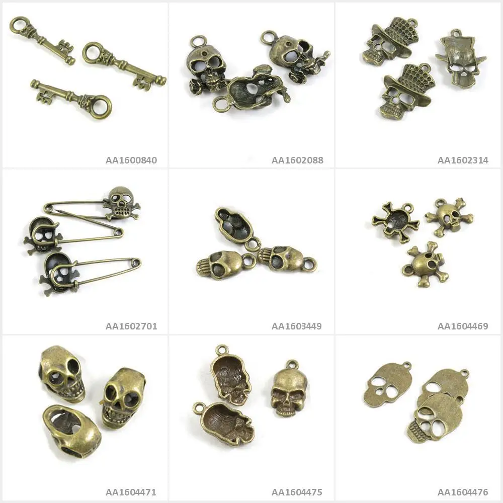 Античные бронзовые тона Подвески для изготовления украшений Череп Свободные