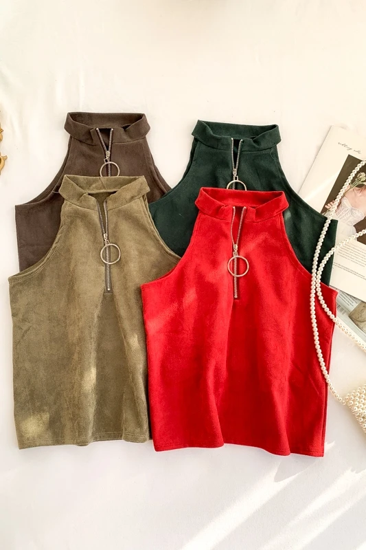 2019 Осенняя Женская модная бархатная майка на бретельках и топики высокого