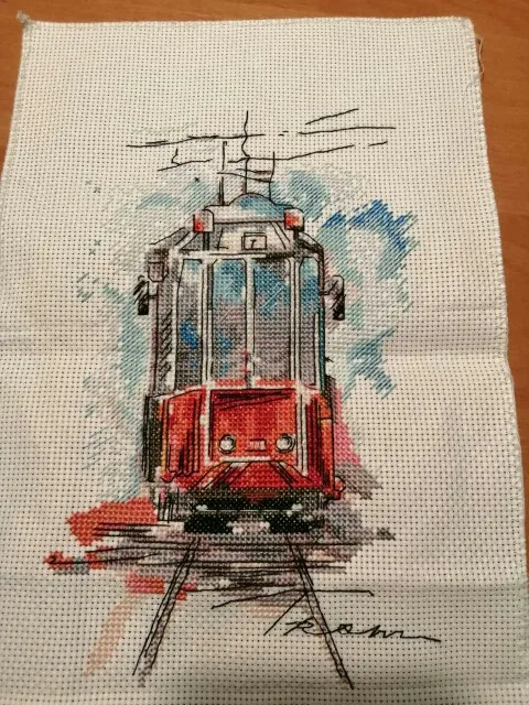 Городской трамвайный Морской Маяк вышивка крестом посылка с героями