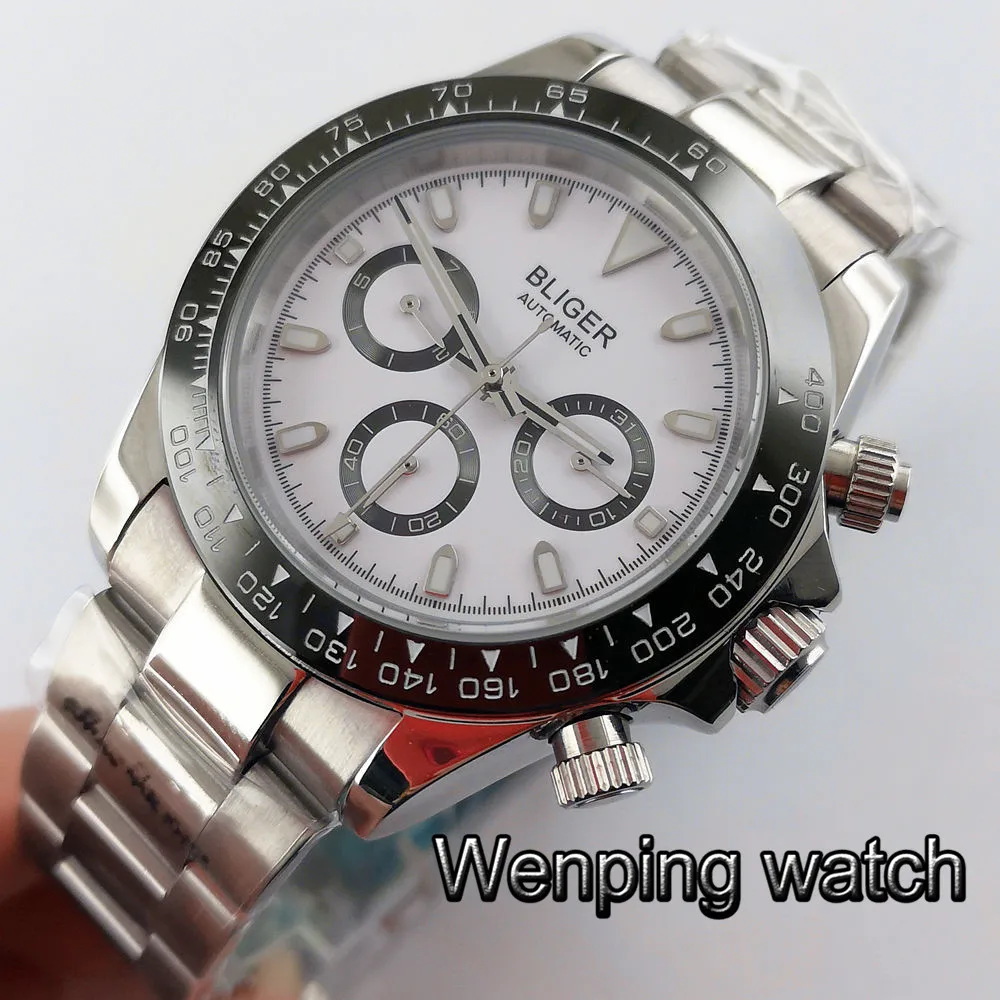 2019 мужские роскошные механические часы 39 мм светящийся белый циферблат