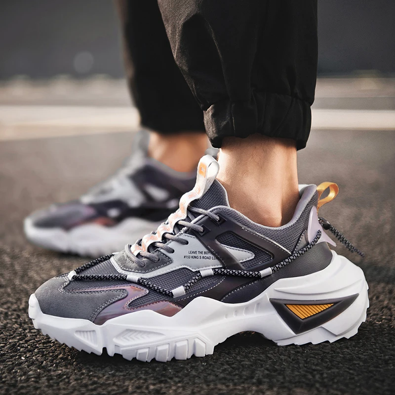 

New Fashion Platform Sport Shoes Men Running Shoe Fluorescent High-quality Indoor Fitness Breathable Tank Style Outdoor Sneakers