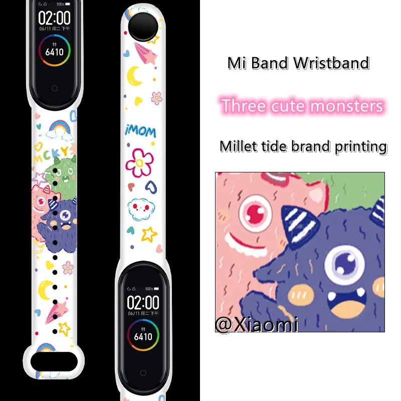 

Ремешок силиконовый для Xiaomi Mi Band 6 5 4, сменный Браслет с мультяшным дизайном для Mi Band 4