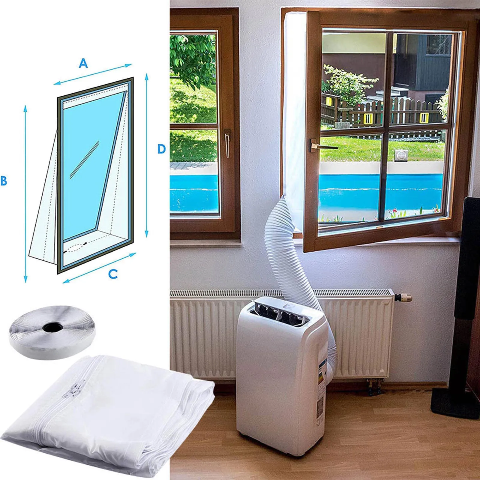 Портативное уплотнение для окон кондиционера гибкая тканевая уплотнительная