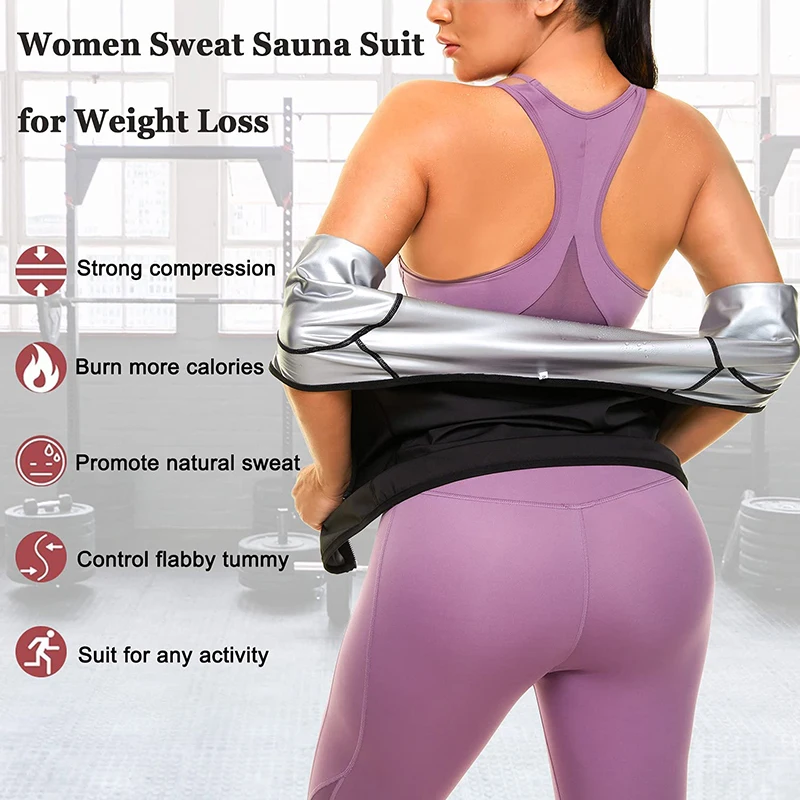 Silver Coated Sweat Sauna Tank Tops Body Shaper Shapewear Gym Workout Waist Trainer Vest Slimming Shirt Zipper Polymer Belt Tees