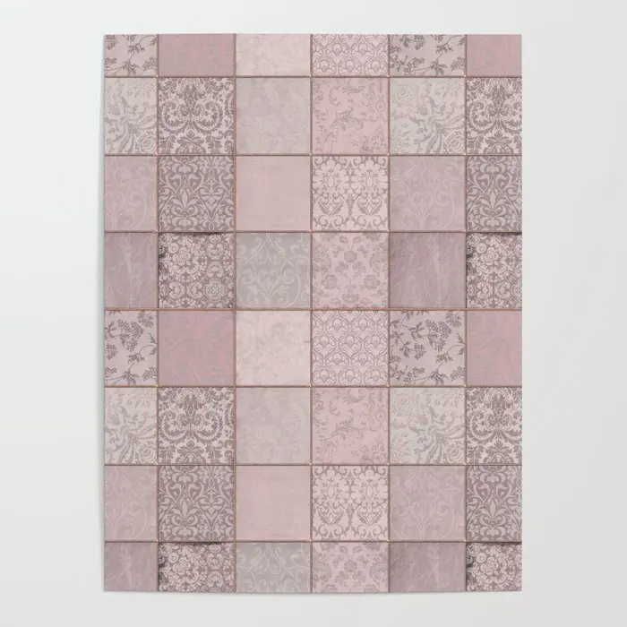 Модное настенное искусство в скандинавском стиле с розовым квадратным узором