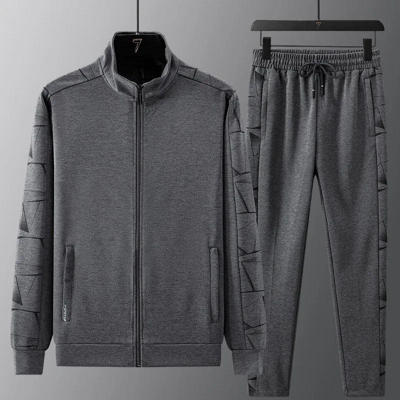 Men's Sports Suit Casual Autumn Spring Cotton Two Piece Jacket +Pants Night Reflective Design Plus Size 5XL Men's Tracksuit Sets