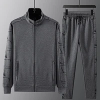 mens sports suit casual autumn spring cotton two piece jacket pants night reflective design plus size 5xl mens tracksuit sets
