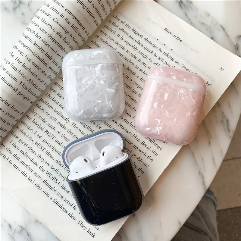 Роскошный Мраморный чехол для Airpods Bluetooth наушники милый силиконовый Airpod 2