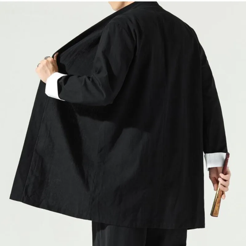 #4226 черное синее зеленое пальто ханьфу мужское винтажное кимоно куртка кардиган