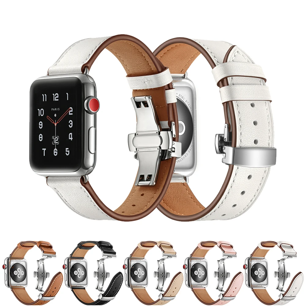 

Luxury Leather Strap for Apple watch 6 band 44mm 40mm iWatch series 3 4 5 se Italy Leather Bracelet Apple Watch Band 42mm 38mm