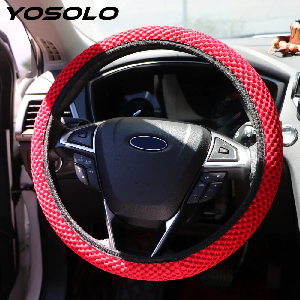 YOSOLO чехол рулевого колеса автомобиля подходит для большинства автомобилей воздухопроницаемость ручной работы прочная сэндвич ткань 4 цвета нескользящий Стайлинг автомобиля