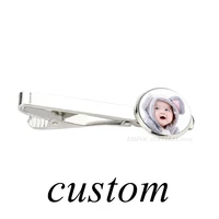 diy custom photo custom tie clip glass cabochon jewelry personalized necktie clip gift for bridegroom groomsmen father