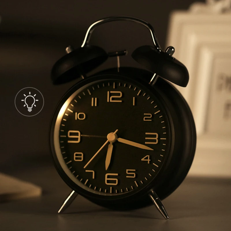 

Creative Retro Alarm Clock Twin Bell Alarm Clock With Stereoscopic Dial Backlight Desk Clock Loud Alarm Clock Gift