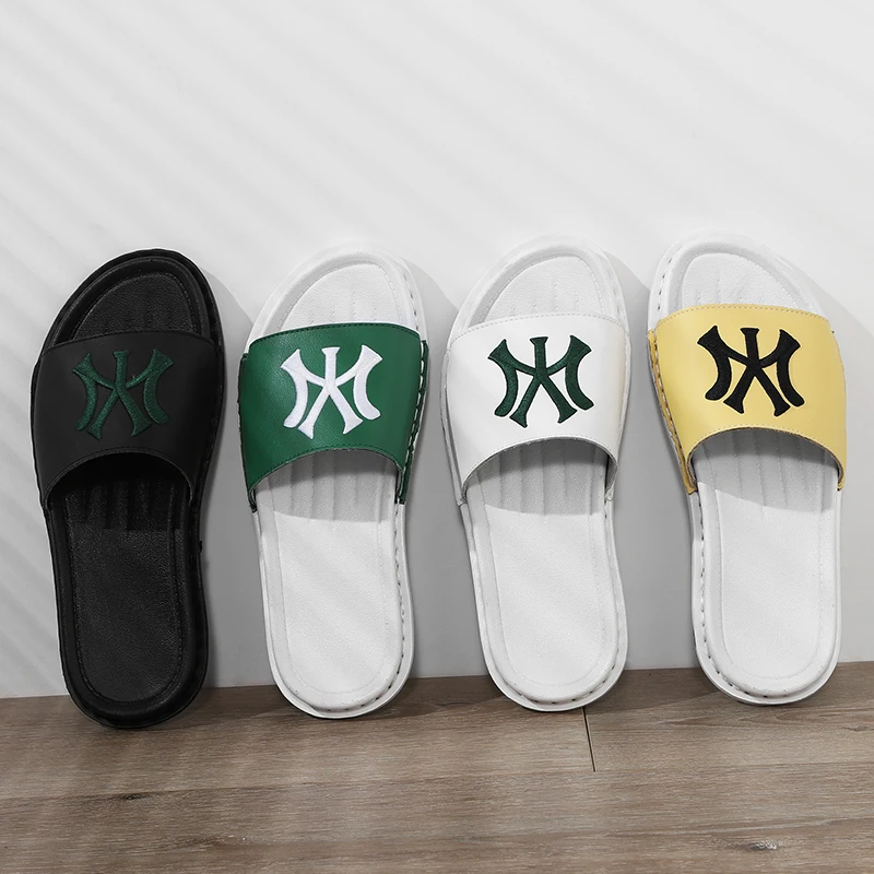 Новые тапочки мужские летние модные трендовые из натуральной кожи с