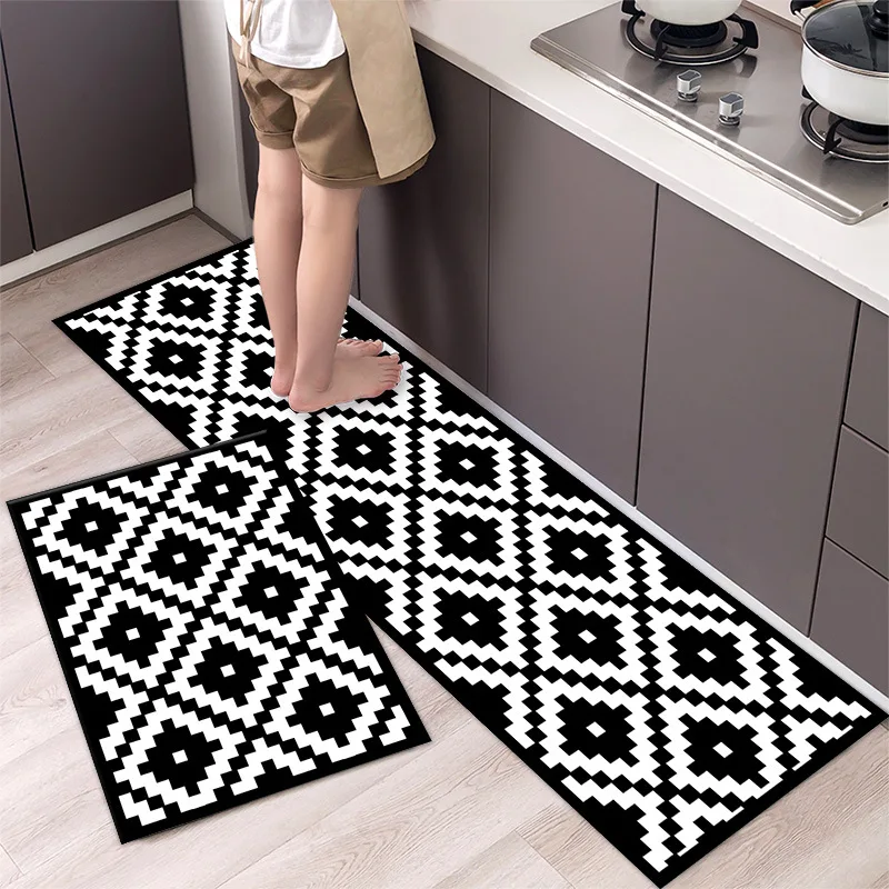 

Fashionable Simple Nordic StyleWaterproof Kitchen Floor Mat Household Carpet Long Strip Door Mat Modern Home Decor