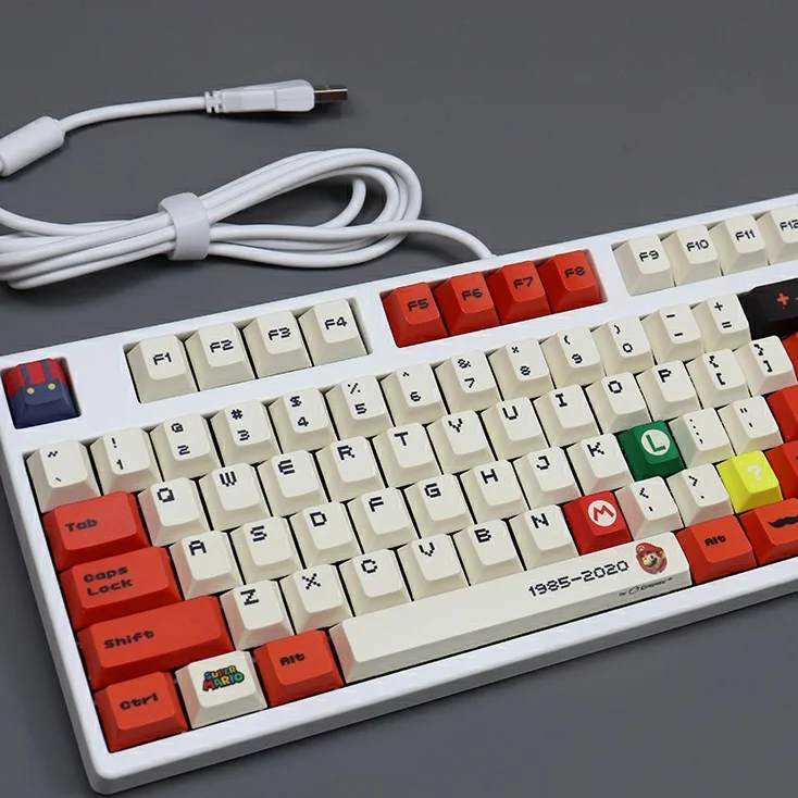 

Mario PBT thermal sublimation key cap mechanical keyboard 87/104 key cap factory highly customized DIY personalized
