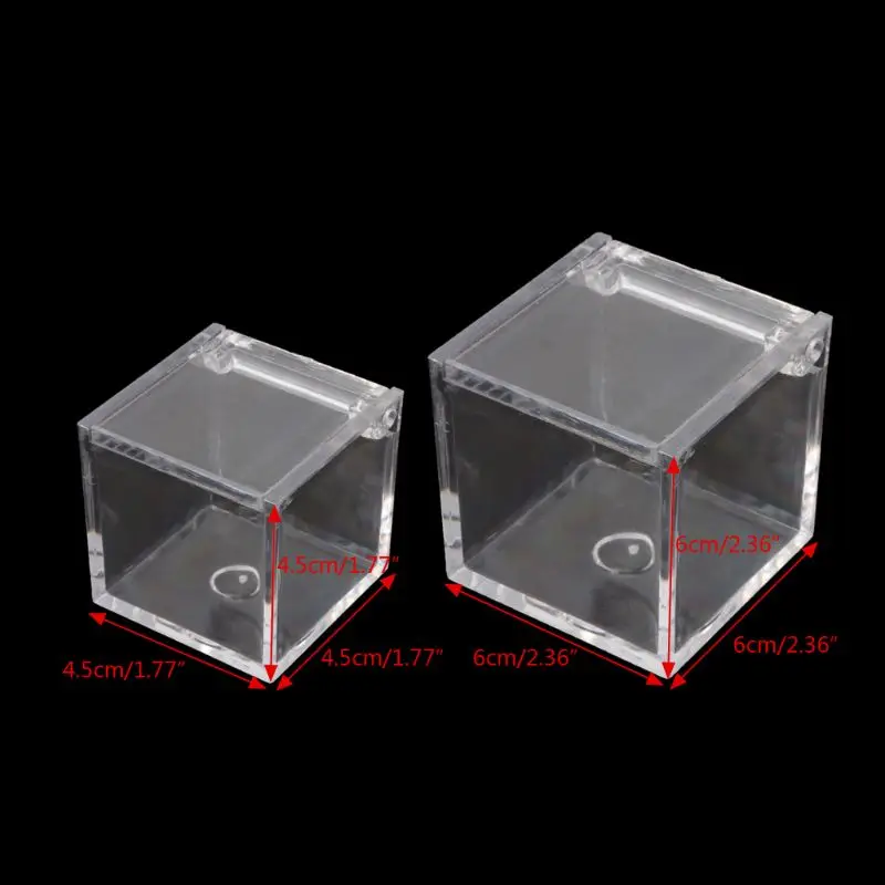 

K3ND 12Pc Transparent Acrylic 5 Sided Display Storage Box Case Square Cube Props Box