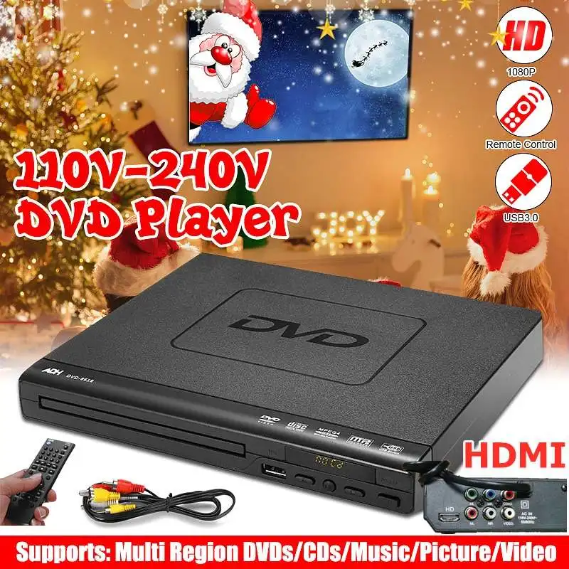 

Multi System Home HDMI-compatible DVD Player Full HD 1080P USB Multimedia Digital TV Disc Player Support DVD CD MP3 MP4 RW VCD