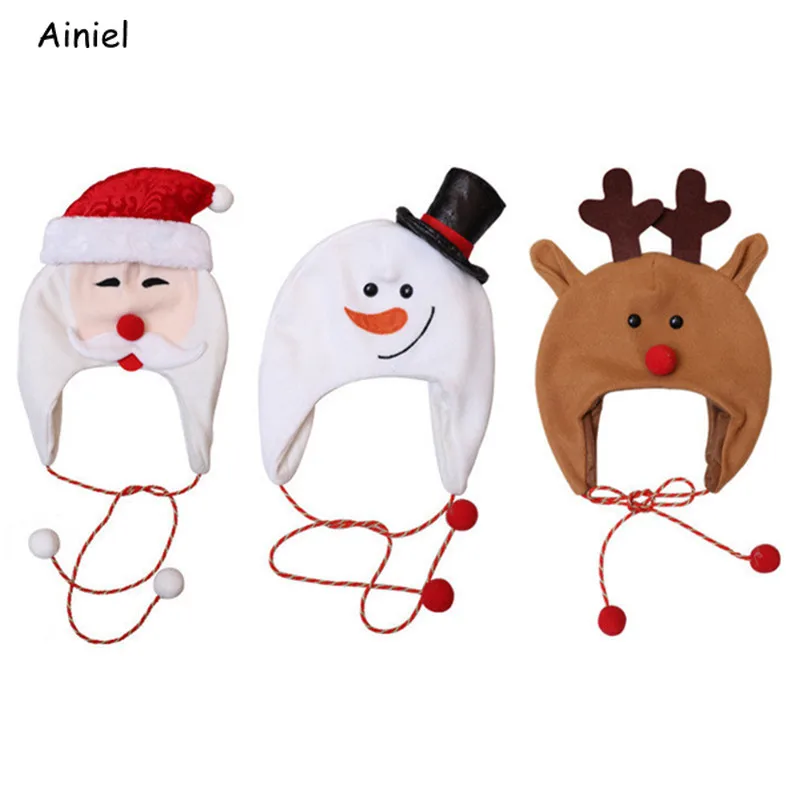 Шляпа Деда Мороза С Рождеством карнавальный костюм снеговик олень кепка теплая