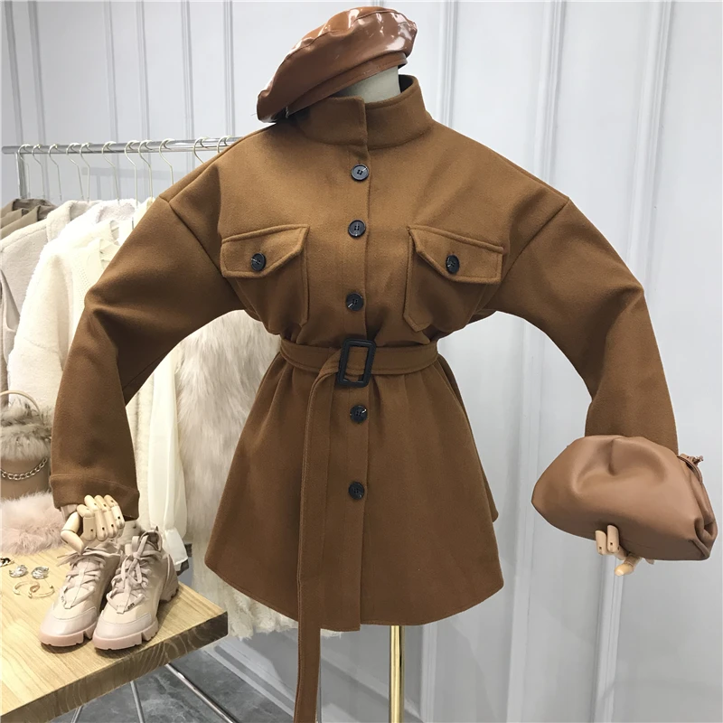 Gagarich пальто женское 2019 осень зима модный воротник длинный рукав свободный