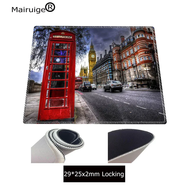 Mairuige London Big Ben Phone большой коврик для мыши игровой коврик для мыши Противоскользящий коврик для игровой мыши из натурального каучука с запирающим краем