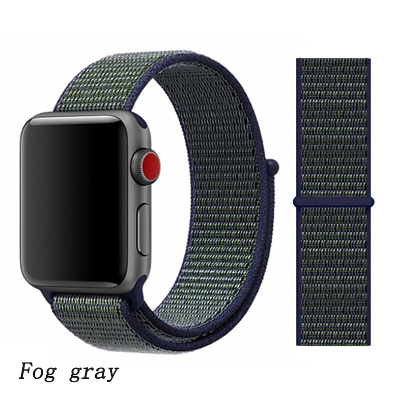 Fog gray Ремешок для apple watch 5 4 band correa apple watch 42 мм 44 мм 38 мм 40 мм iwatch series 5 4 3 2 1 нейлоновый браслет pulseira - Цвет ремешка: Fog gray