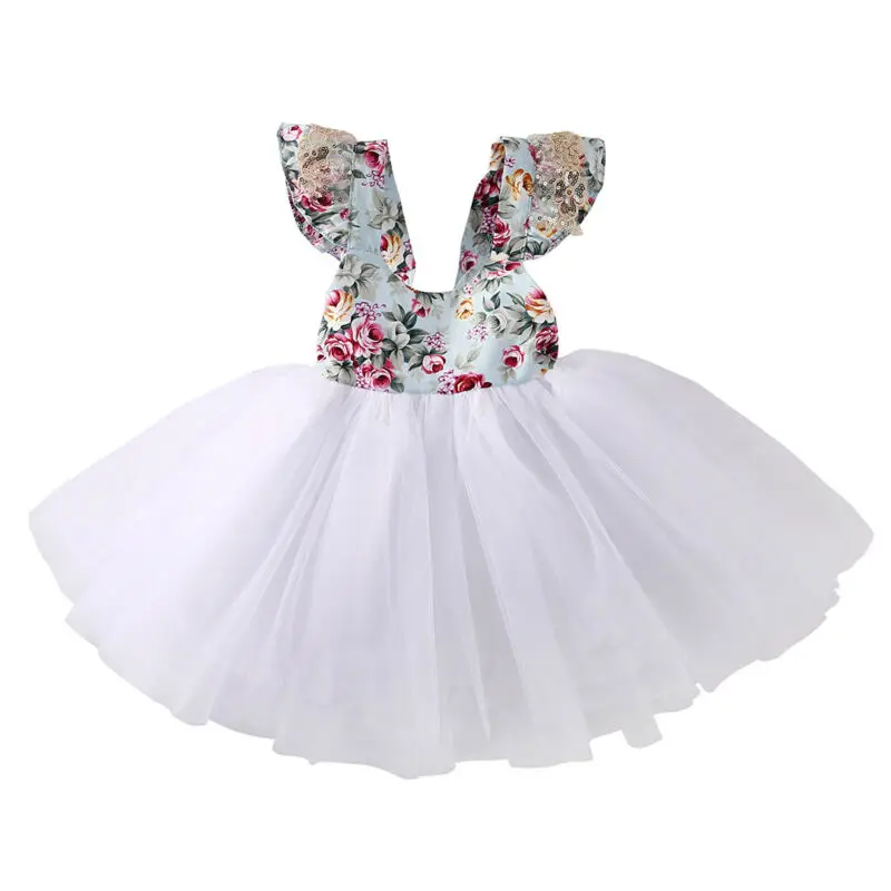 

0-5T Girls Princess Dress Toddler Kids Lace Tutu Dresses Baby Girl Party Pageant Sleeveless Floral Dress Summer Beach Sundress