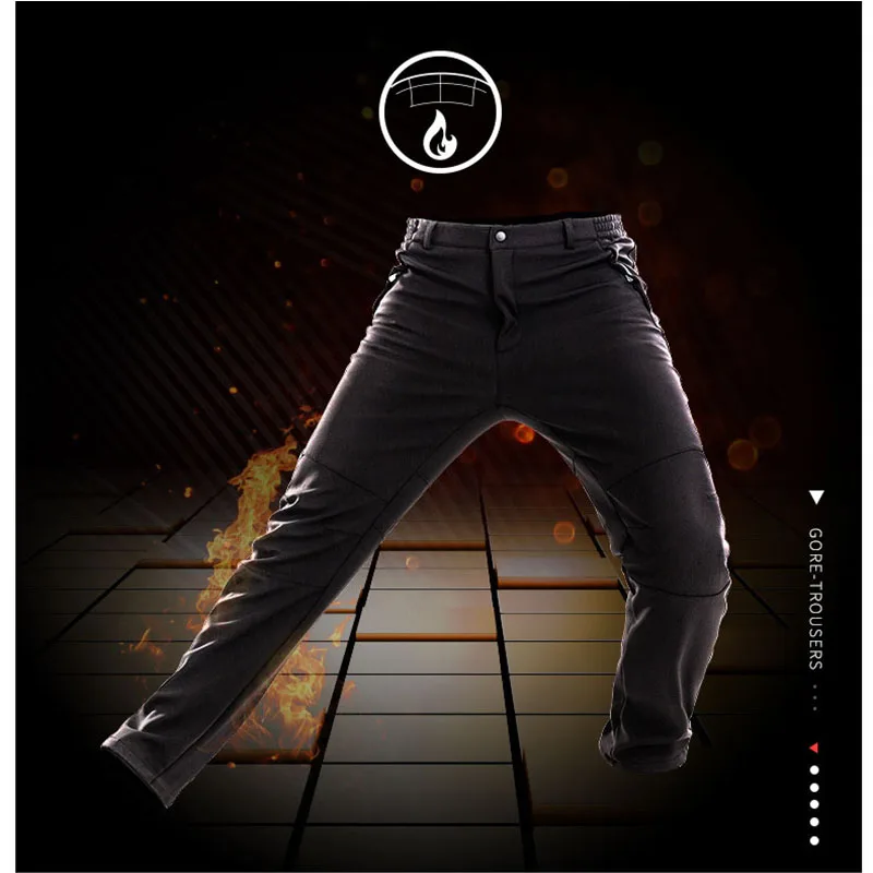 2019 New Men Winter Thermal Fleece Soft shell Pants Outdoor Windproof Waterproof For Camping Fishing Trekking Hiking | Спорт и
