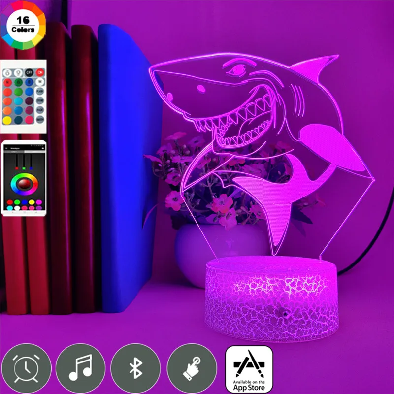 Cartoon LED Night Light Disney Movie Finding Nemo Bruce Animal 3d Nightlamp for Kids Children Bedroom Lampara Birthday Gifts | Лампы и