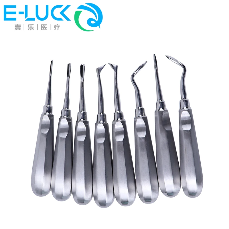 

8pcs/set Dental Elevator Stainless Steel Dental Luxating Lift Elevator Curved Root Tooth Extraction Tools Dental Instruments