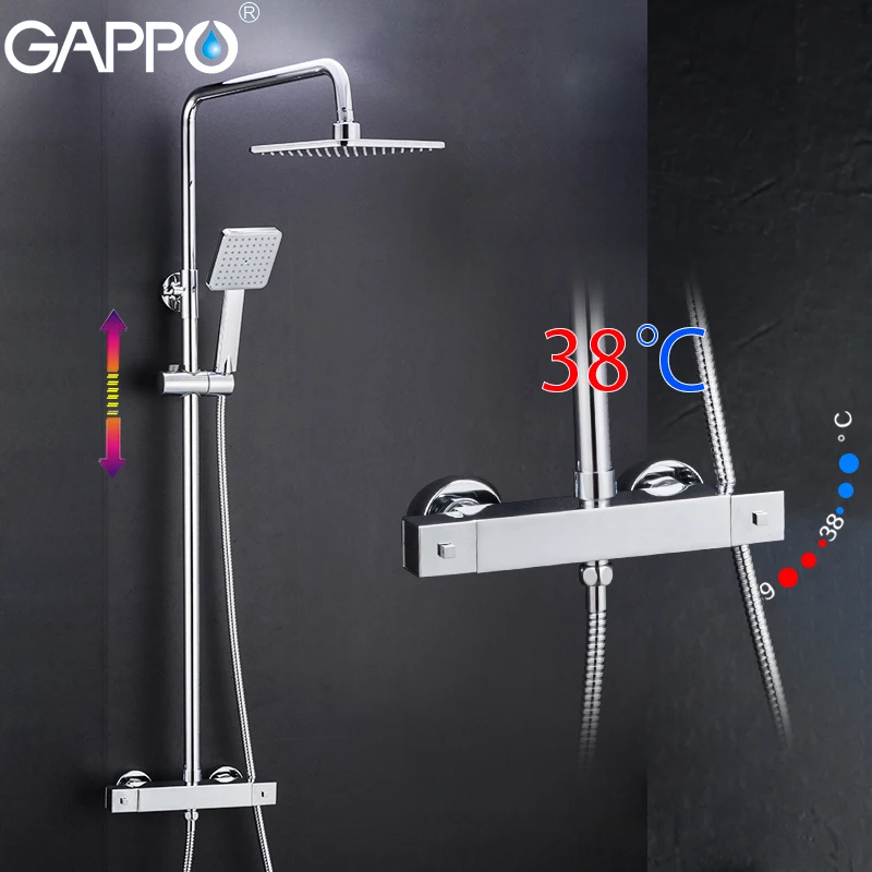 Душевая система GAPPO G2490 термостат смеситель Водопад дождевая кран для ванной