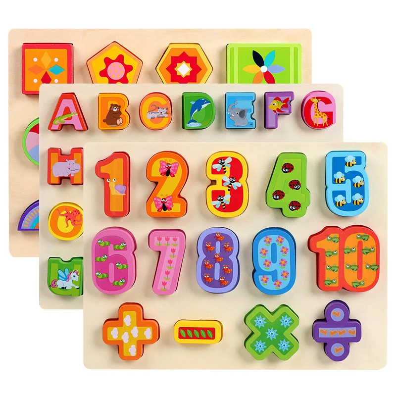 Монтессори красочные цифры в форме буквы доска утолщенный строительный блок