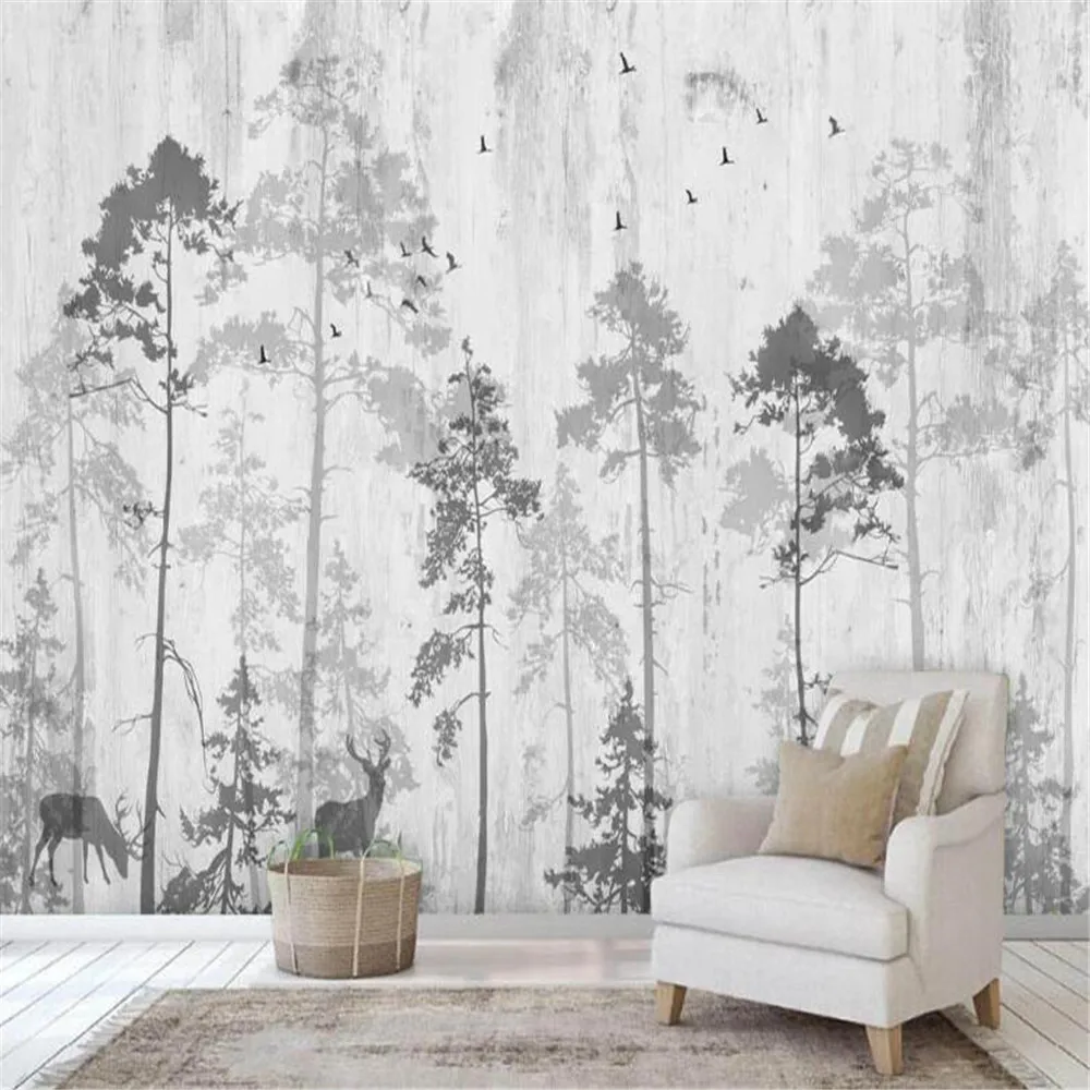 Milofi customized 3D personality photo wallpaper mural Nordic hand-painted fantasy forest elk TV background wall wallpaper