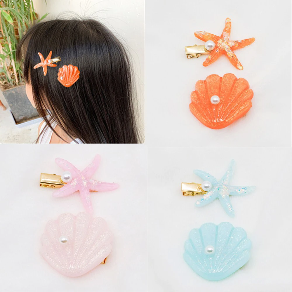 2 шт./компл. заколка для волос гребешок с жемчугом в виде морской звезды девочек