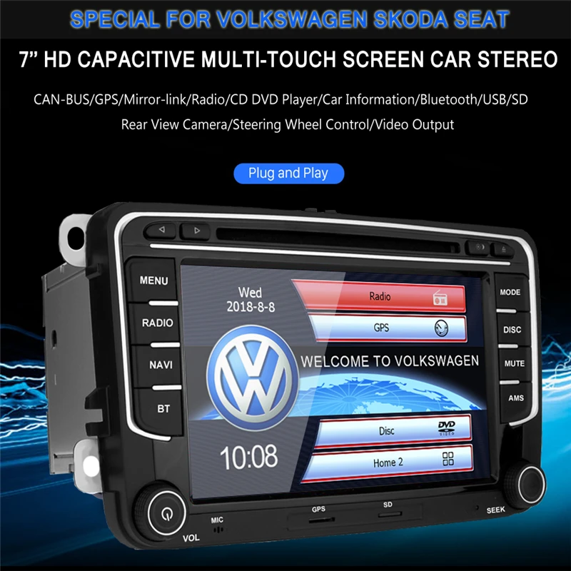 Автомобильный мультимедийный плеер YuanTing 7 дюймов радио Bluetooth стерео DVD GPS BT 2DIN