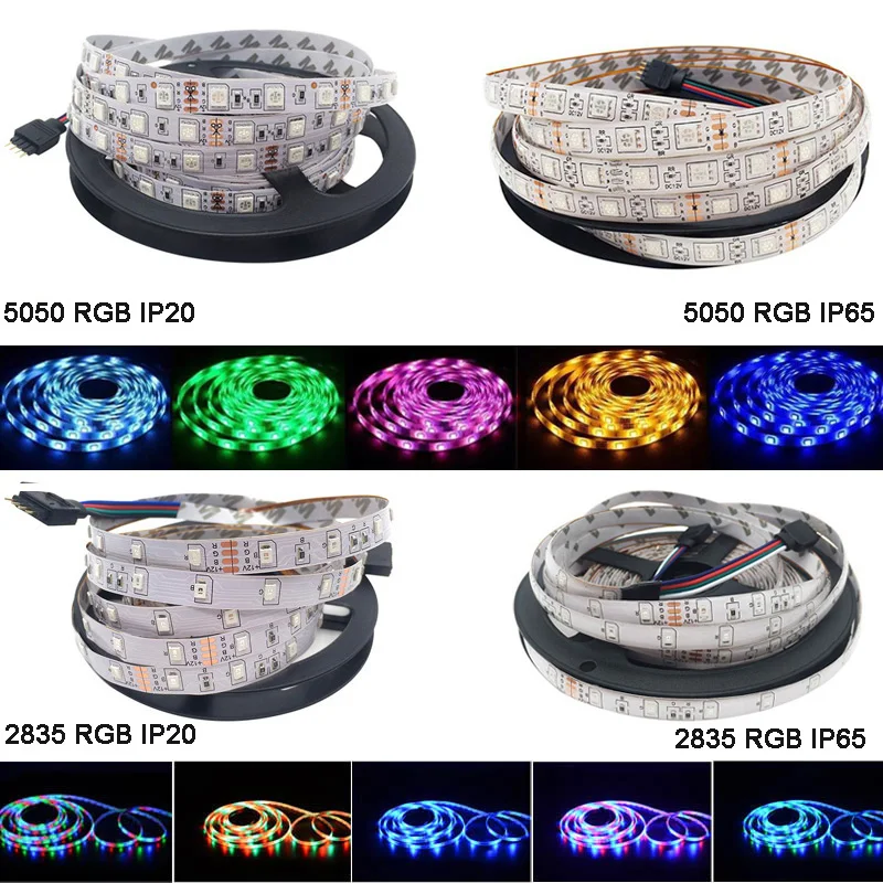 2835 5050 SMD RGB светодиодный ная лента Водонепроницаемая 5 м Светодиодная luminaria 12 В